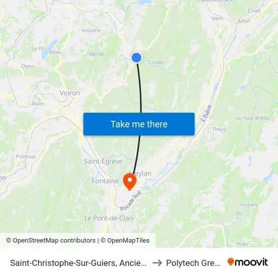 Saint-Christophe-Sur-Guiers, Ancienne Ecole to Polytech Grenoble map