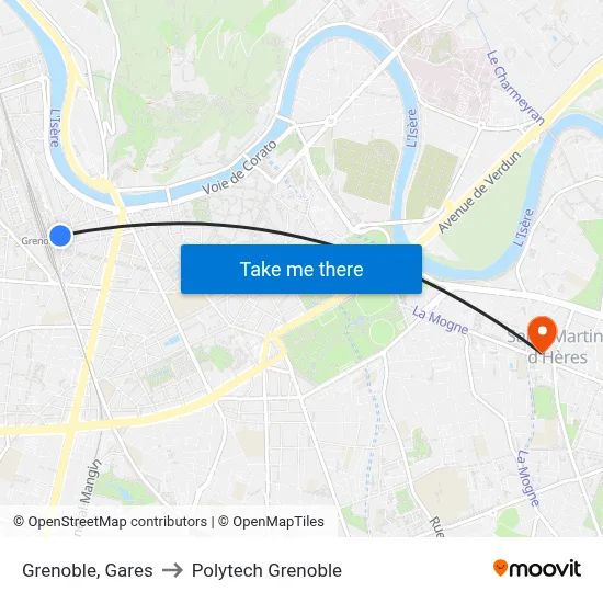 Grenoble, Gares to Polytech Grenoble map