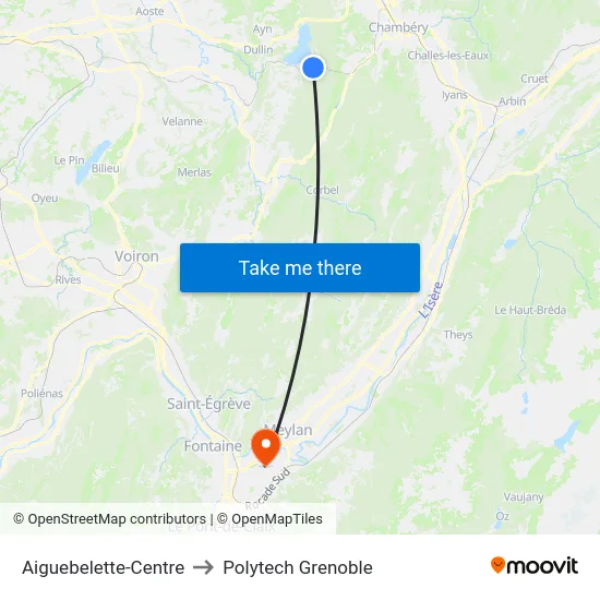 Aiguebelette-Centre to Polytech Grenoble map