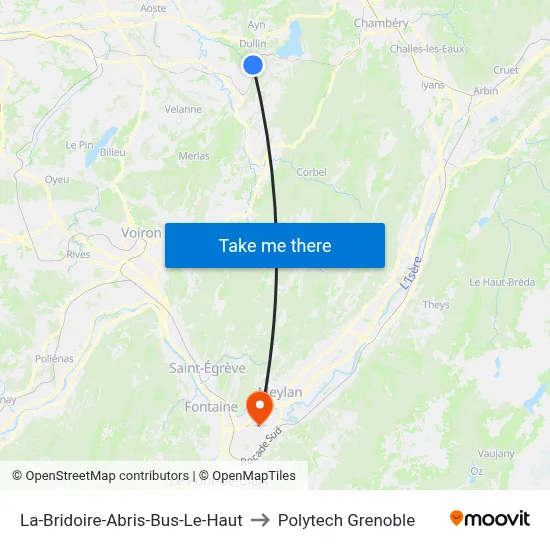 La-Bridoire-Abris-Bus-Le-Haut to Polytech Grenoble map
