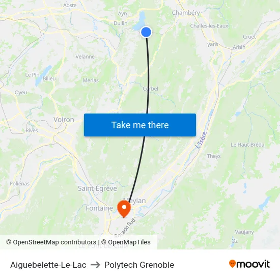 Aiguebelette-Le-Lac to Polytech Grenoble map
