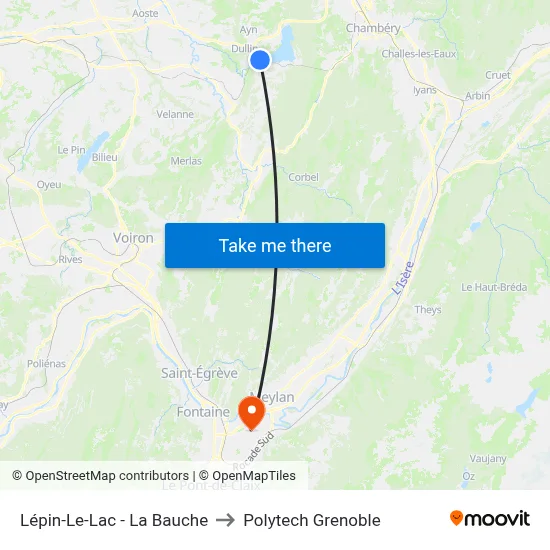 Lépin-Le-Lac - La Bauche to Polytech Grenoble map