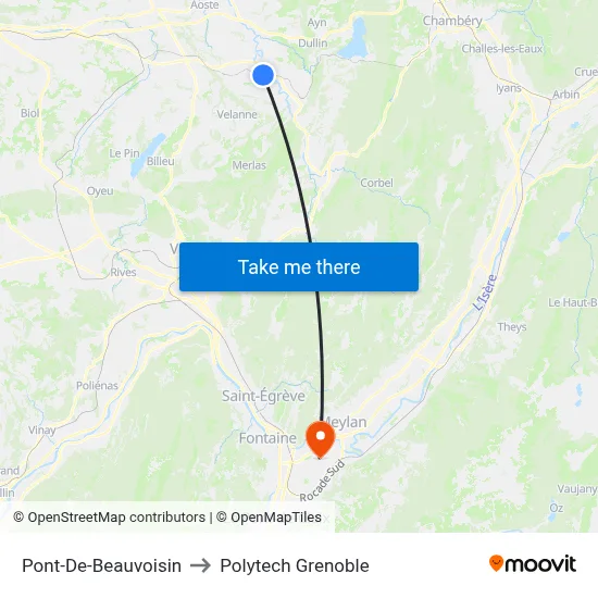 Pont-De-Beauvoisin to Polytech Grenoble map