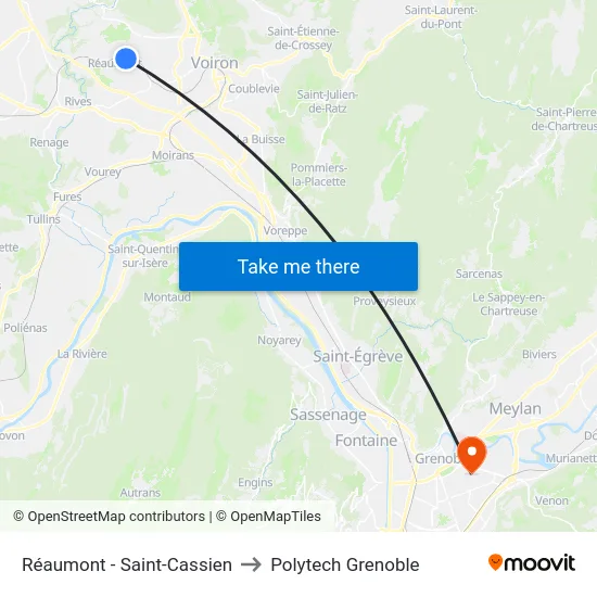 Réaumont - Saint-Cassien to Polytech Grenoble map
