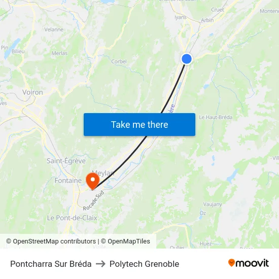 Pontcharra Sur Bréda to Polytech Grenoble map
