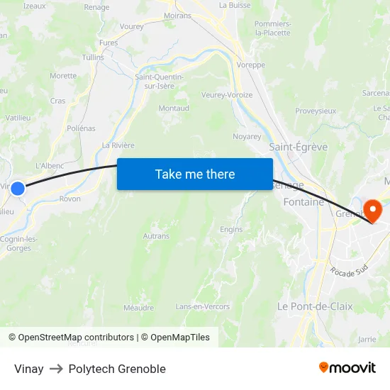 Vinay to Polytech Grenoble map