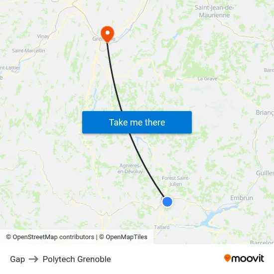 Gap to Polytech Grenoble map