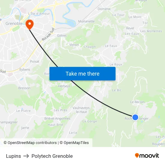 Lupins to Polytech Grenoble map