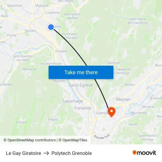 Le Gay Giratoire to Polytech Grenoble map
