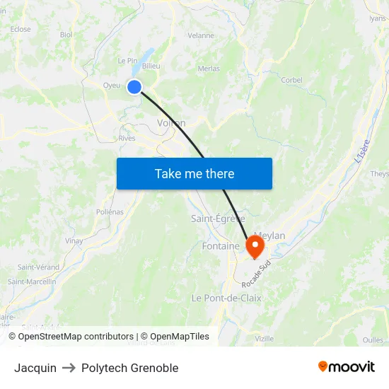 Jacquin to Polytech Grenoble map