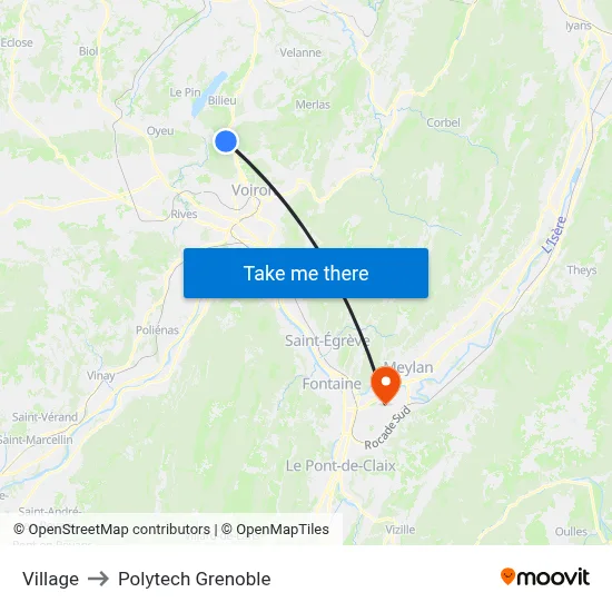 Village to Polytech Grenoble map