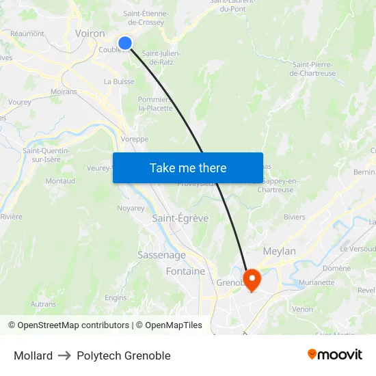 Mollard to Polytech Grenoble map