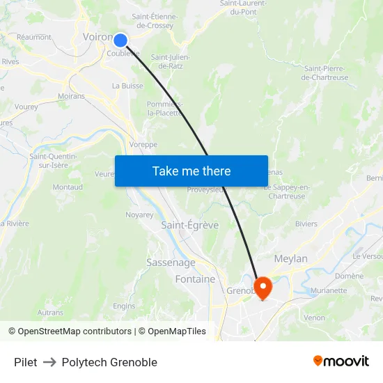 Pilet to Polytech Grenoble map