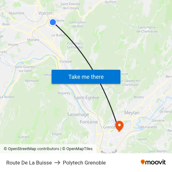 Route De La Buisse to Polytech Grenoble map