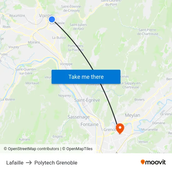 Lafaille to Polytech Grenoble map