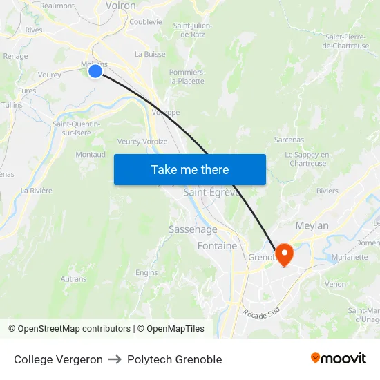 College Vergeron to Polytech Grenoble map