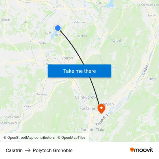 Calatrin to Polytech Grenoble map