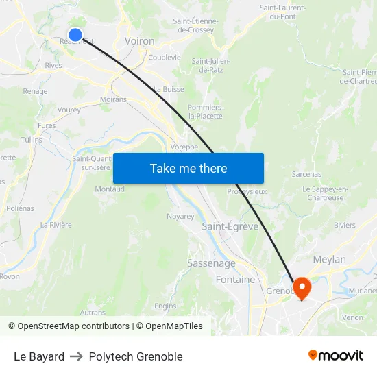 Le Bayard to Polytech Grenoble map