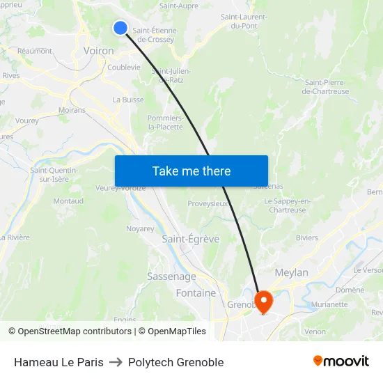 Hameau Le Paris to Polytech Grenoble map