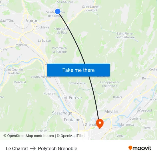 Le Charrat to Polytech Grenoble map