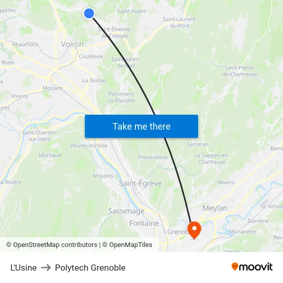 L'Usine to Polytech Grenoble map