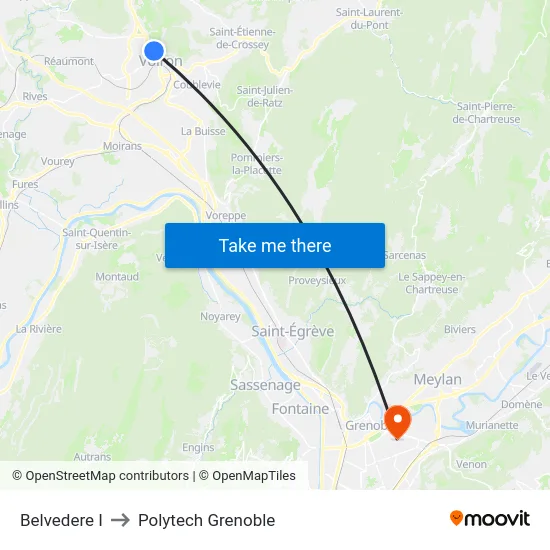 Belvedere I to Polytech Grenoble map