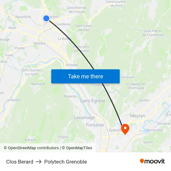 Clos Berard to Polytech Grenoble map