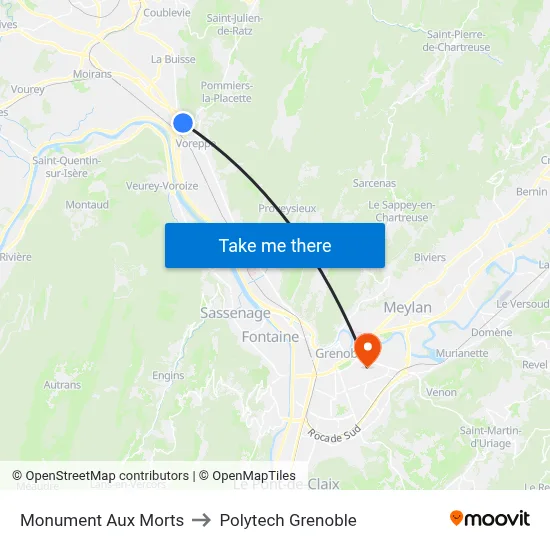Monument Aux Morts to Polytech Grenoble map