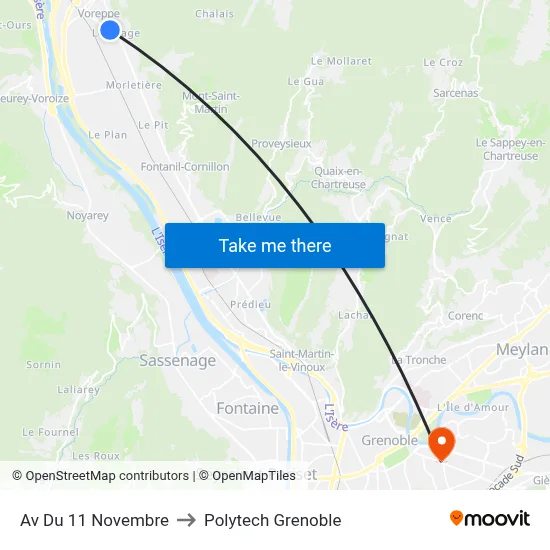 Av Du 11 Novembre to Polytech Grenoble map