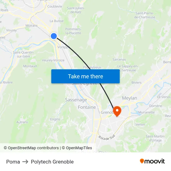 Poma to Polytech Grenoble map