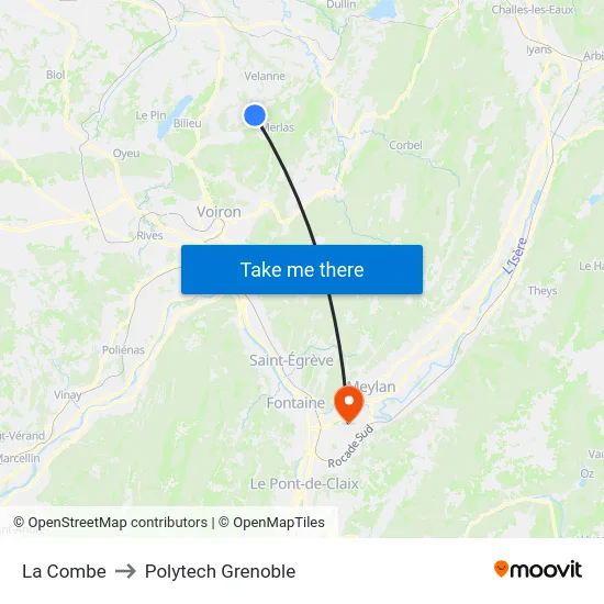 La Combe to Polytech Grenoble map