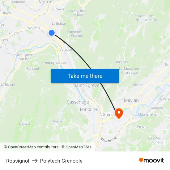 Rossignol to Polytech Grenoble map
