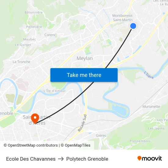 Ecole Des Chavannes to Polytech Grenoble map
