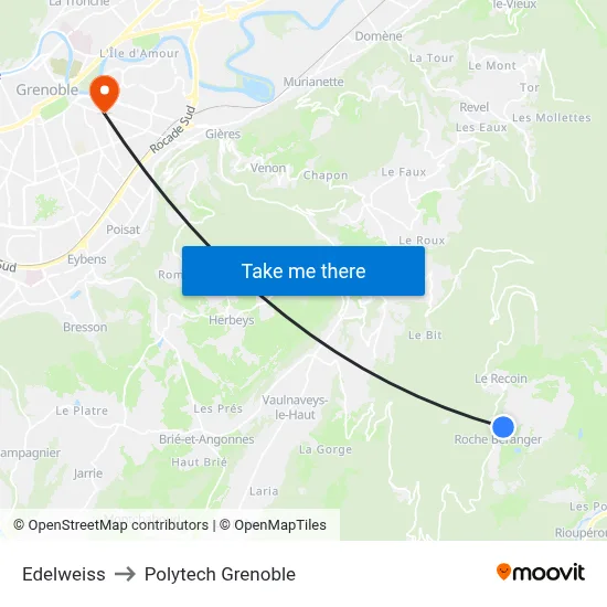 Edelweiss to Polytech Grenoble map