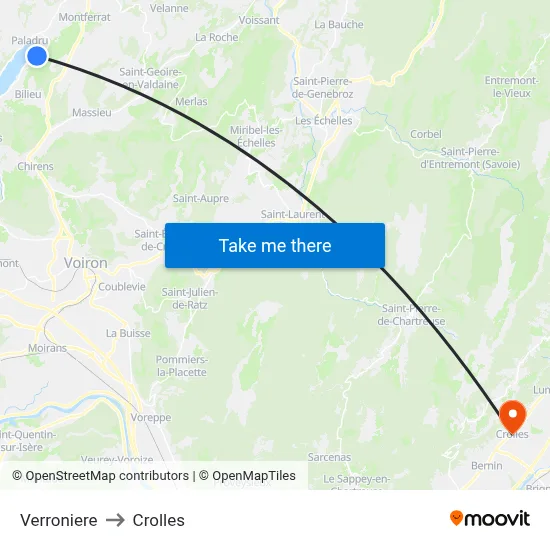 Verroniere to Crolles map