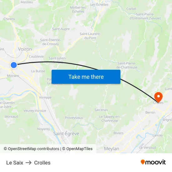 Le Saix to Crolles map