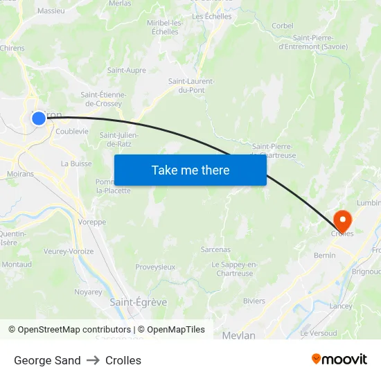 George Sand to Crolles map