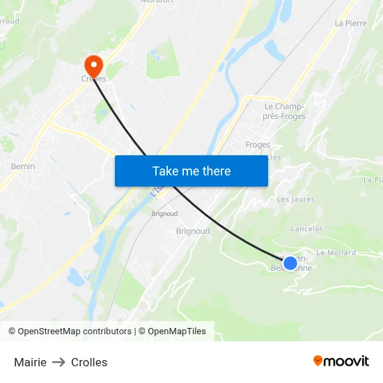 Mairie to Crolles map