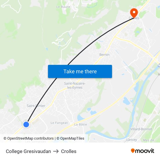 College Gresivaudan to Crolles map