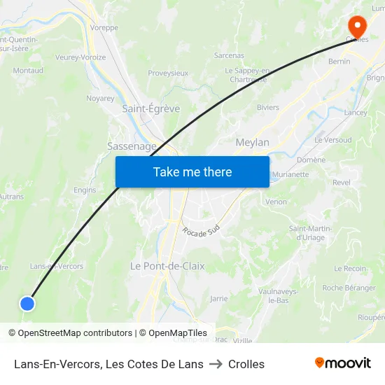 Lans-En-Vercors, Les Cotes De Lans to Crolles map
