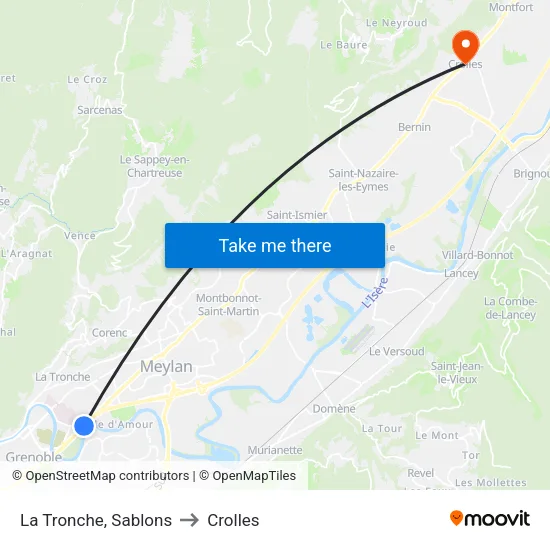 La Tronche, Sablons to Crolles map