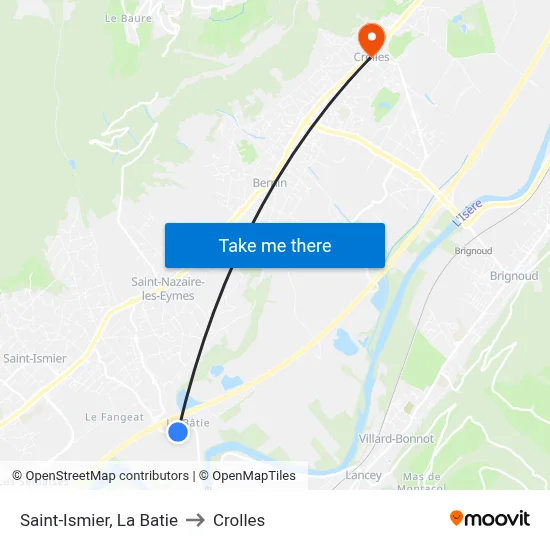 Saint-Ismier, La Batie to Crolles map