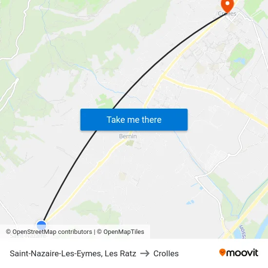 Saint-Nazaire-Les-Eymes, Les Ratz to Crolles map