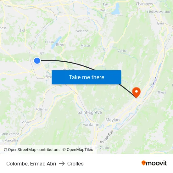 Colombe, Ermac Abri to Crolles map