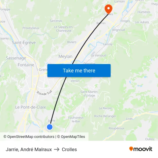 Jarrie, André Malraux to Crolles map