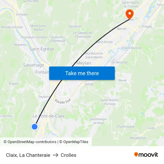 Claix, La Chanteraie to Crolles map