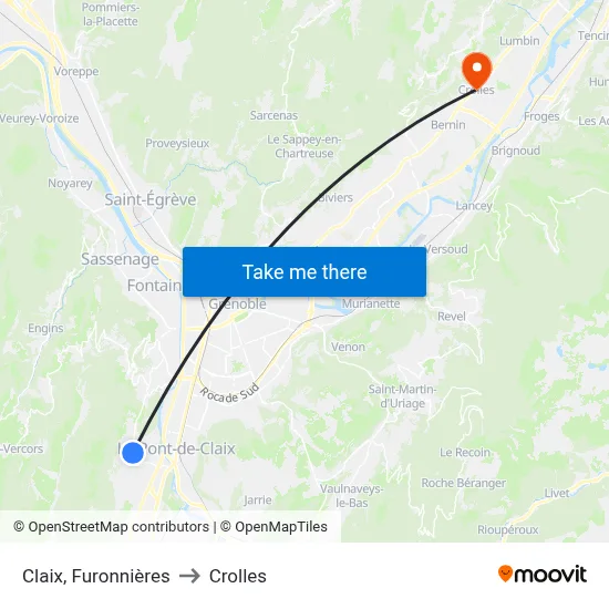Claix, Furonnières to Crolles map