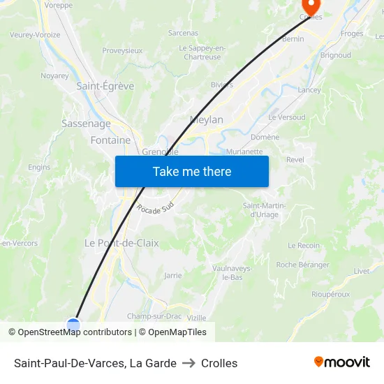 Saint-Paul-De-Varces, La Garde to Crolles map