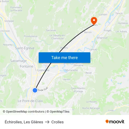 Échirolles, Les Glières to Crolles map