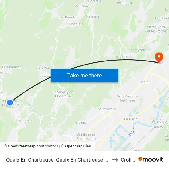 Quaix-En-Chartreuse, Quaix En Chartreuse Place to Crolles map